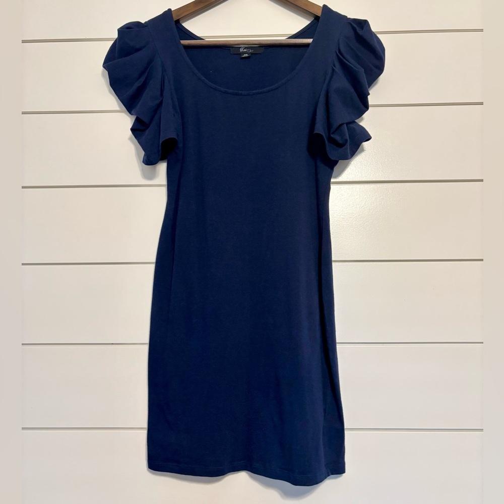 Navy Blue Ruffle Sleeve Dress